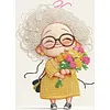 Diamond Painting-DIY Special Shaped Drill Pearl Painting Grandma Holding Flowers(30x40cm)