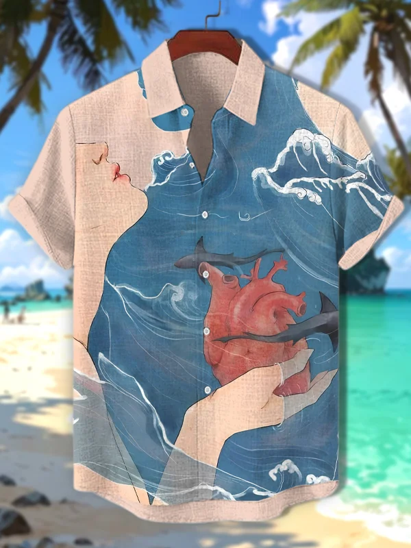 Men's Marine Art Heart Print Shirt