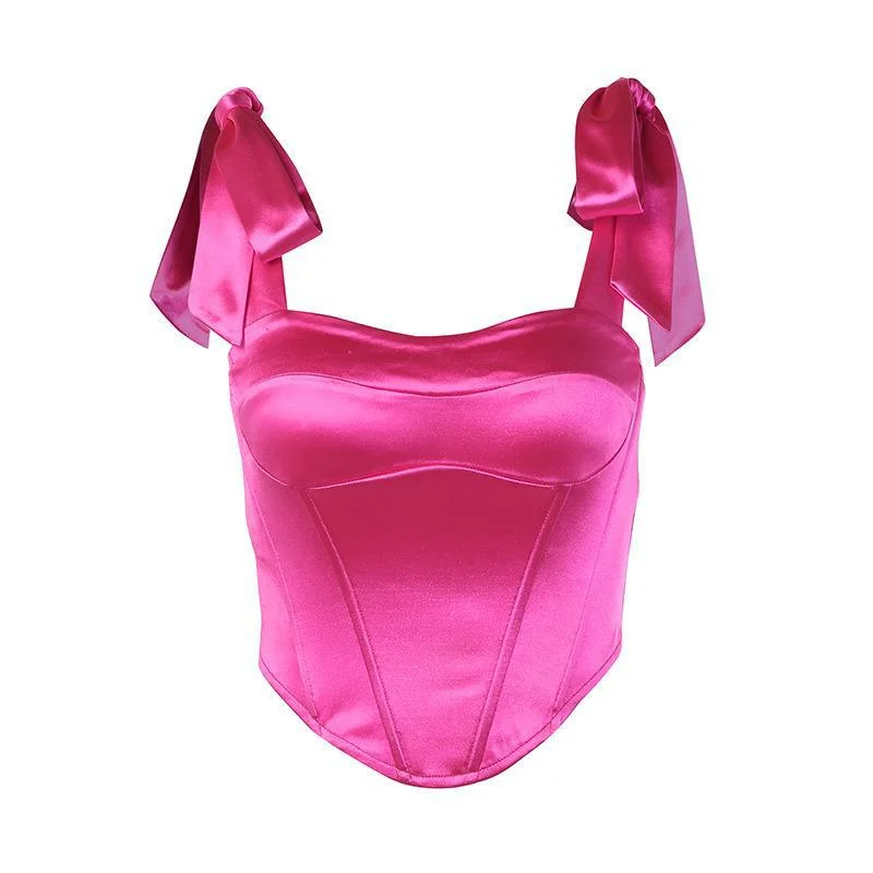 Uveng Uveng Summer Bundle Waist Show Back Strap Top Female Feeling A Word Collar Vest