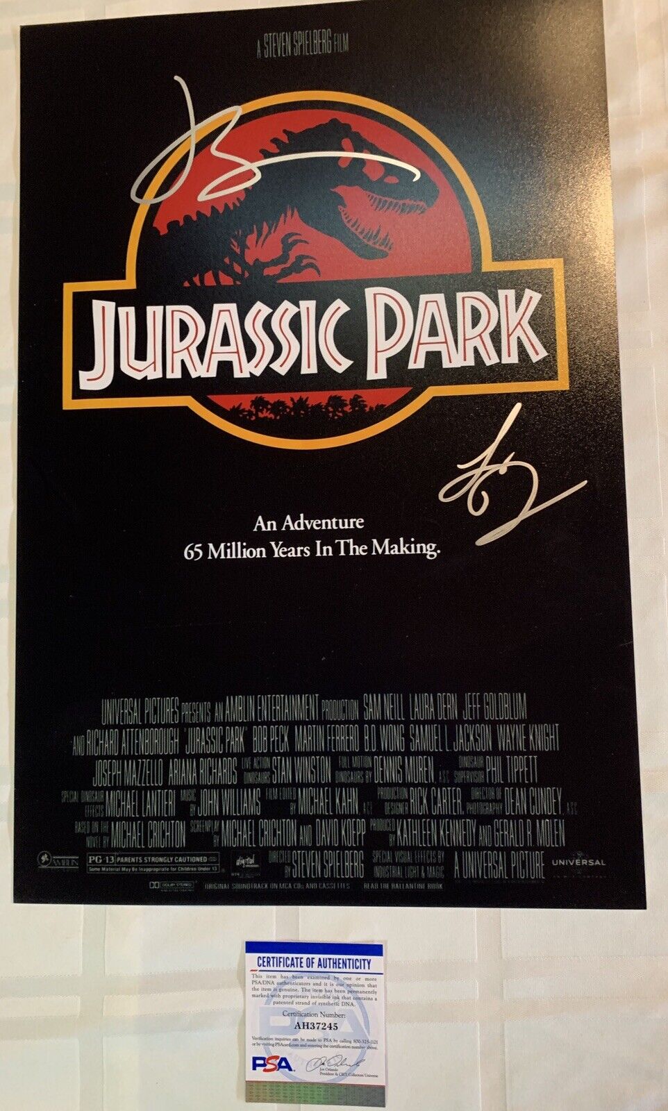 jeff goldblum Laura Dern signed Jurrasic Park 12x18 Photo Poster painting Pic Psa/dna Coa