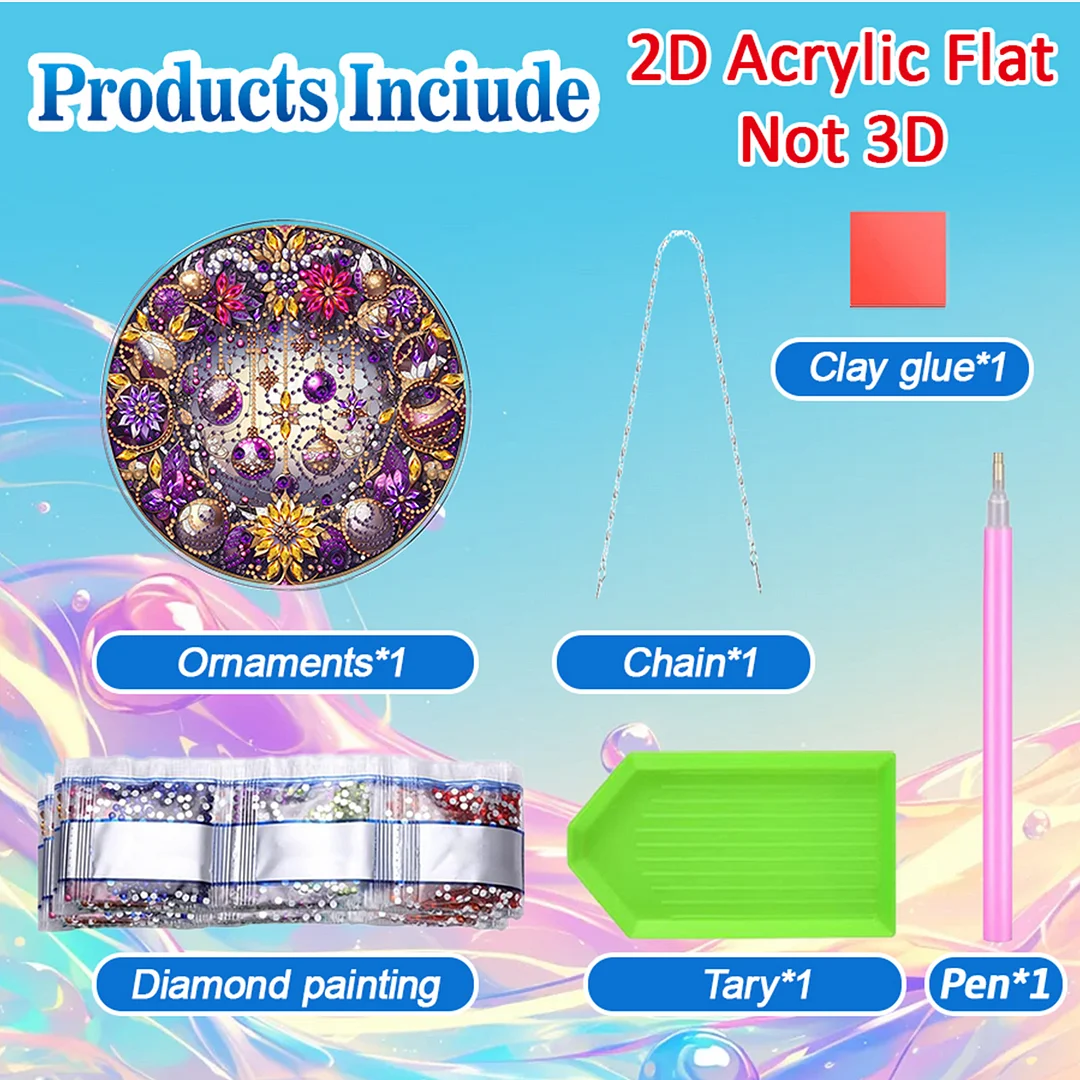 Jewelry 2D Flat DIY Acrylic Diamond Painting Pendants Crafts for Home Wall Decor