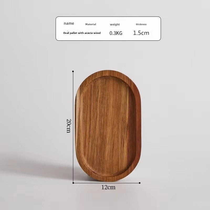 Japanese-style Oval Wooden Tray Solid Wood Rectangular Plate Black Walnut Afternoon Tea Coffee Tray Exquisite Small Tray
