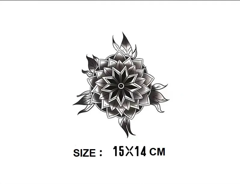 1PC Black Flower Neck Fake Tattoo Sticker For Men Waterproof Flash Temporary Tatto Body Arm Art Tatoos