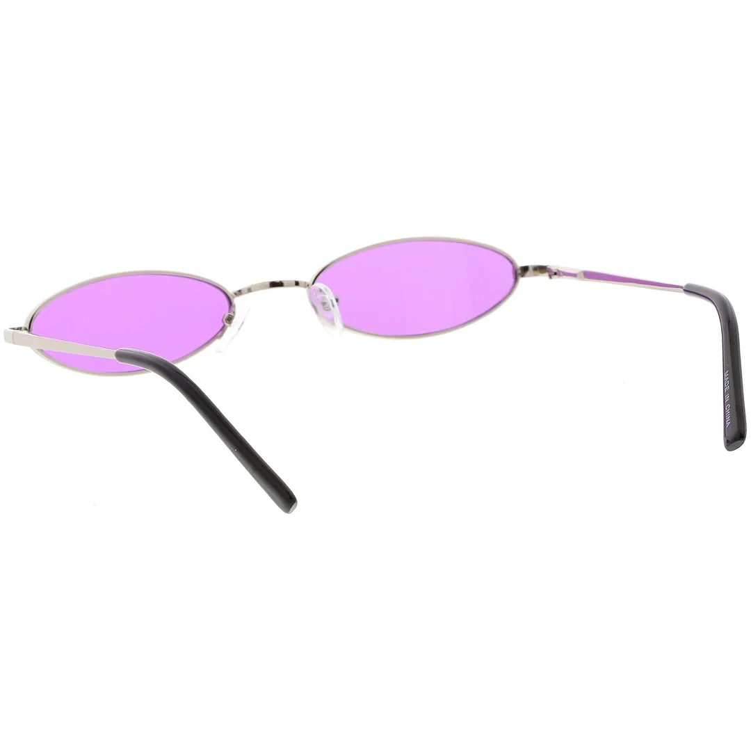 Retro Small Oval glasses Slim Arms Color Tinted Flat Lens 51mm
