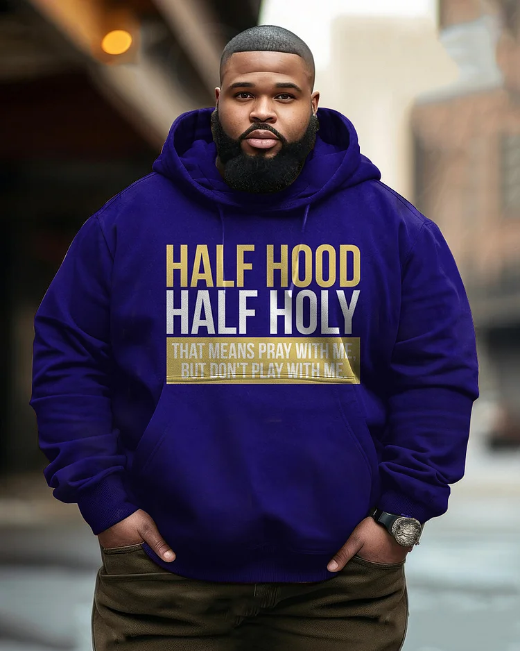 Men's Plus Size Half Hood Half Holy Hoodie