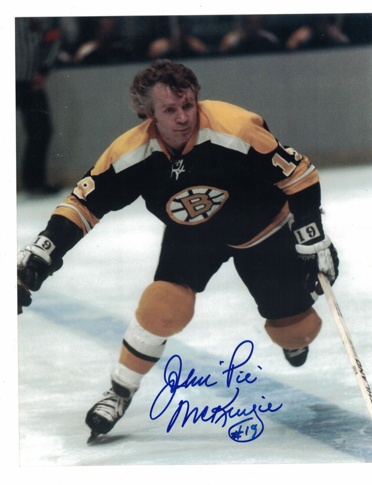 John Pie McKenzie Boston Bruins Signed 8x10 Photo Poster painting W/Our COA