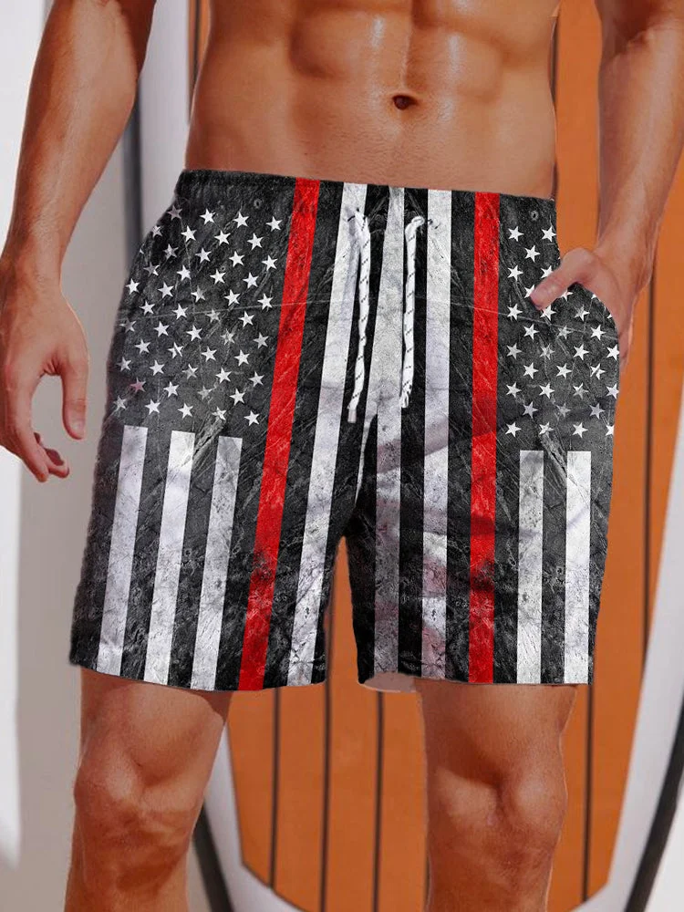 Retro American Flag Printing Shorts BestDVibe