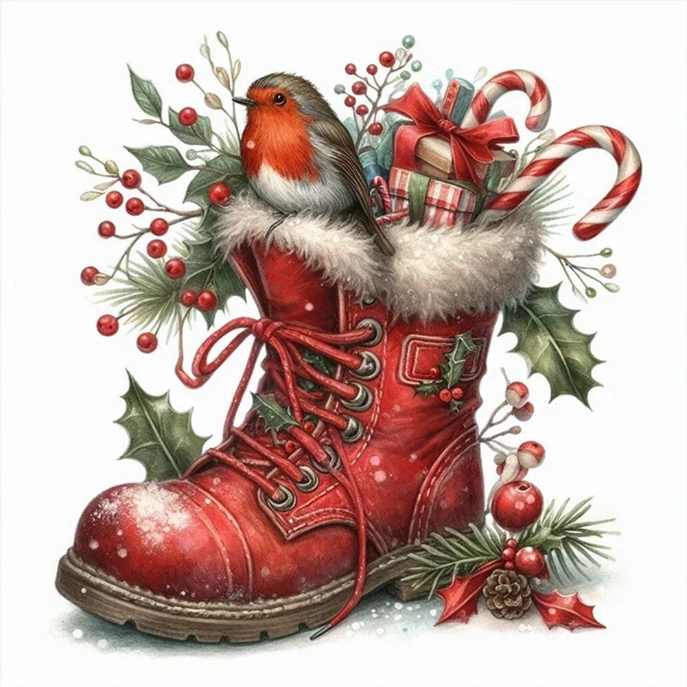 11CT Full Stamped Cross Stitch Kit - Christmas Boots (40*40cm)
