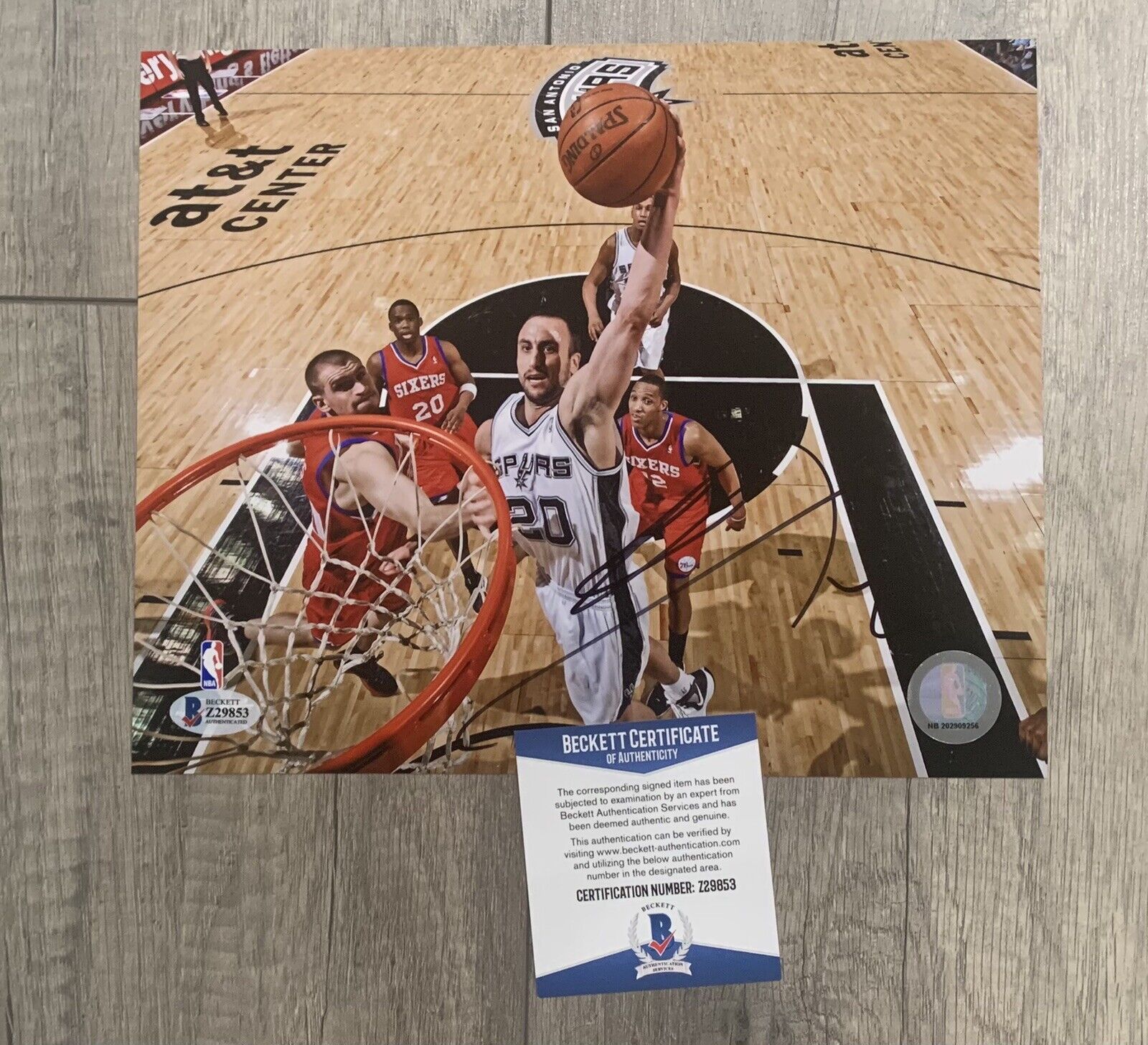 Manu Ginobili autographed signed 8x10 Photo Poster painting Beckett BAS COA NBA Spur San Antonio