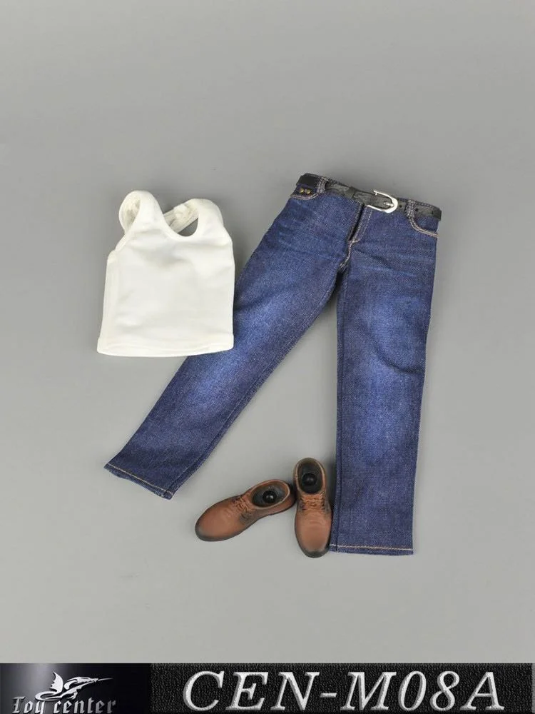 1/6 scale Male Figure Clothes Sports Vest & Jeans Suit & Shoes Model CEN-M08 for 12'' Strong Muscle Body M32 M33-aliexpress