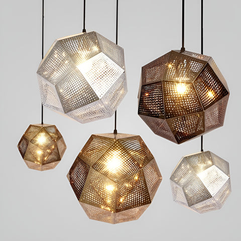 Dazuma Geometric Round Metal Postmodern Pendant Light Chandelier