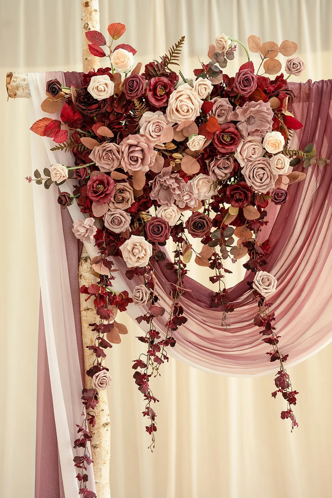 Flat Arch Decor in Burgundy & Dusty Rose