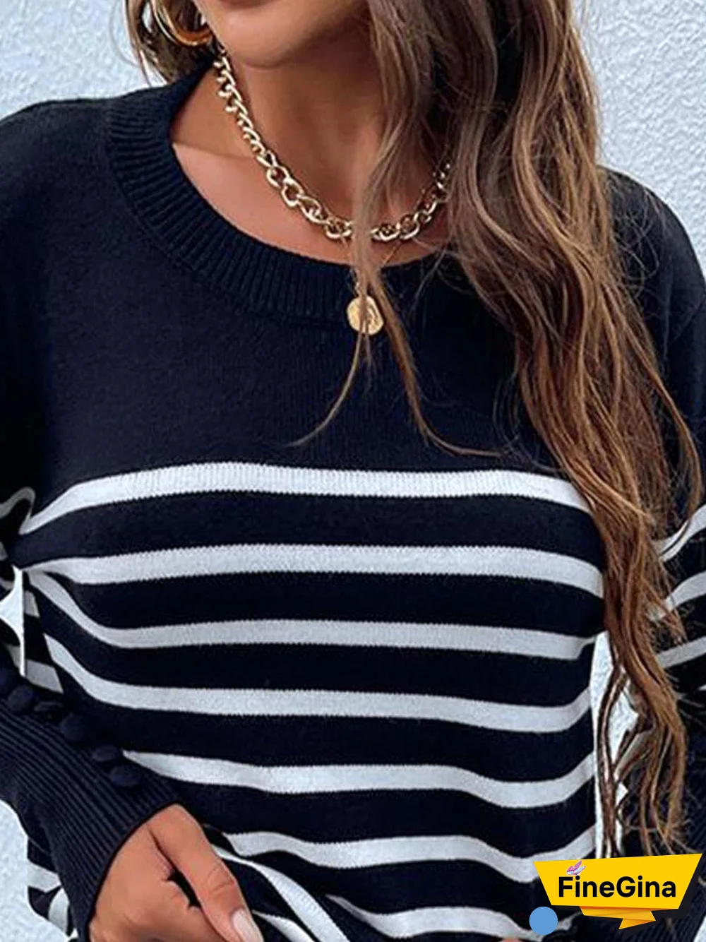 Striped Casual Crew Neck Sweater