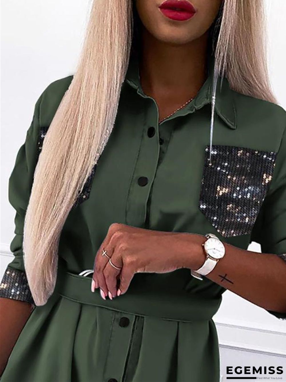 Autumn Winter New Long Sleeve Stitching Fashion Shirt Dress | EGEMISS