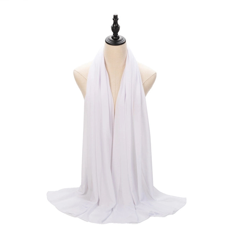 Hot Pearl Chiffon Yarn Muslim Women Hijab Silk Scarf Hui Turban Plain Long Scarf