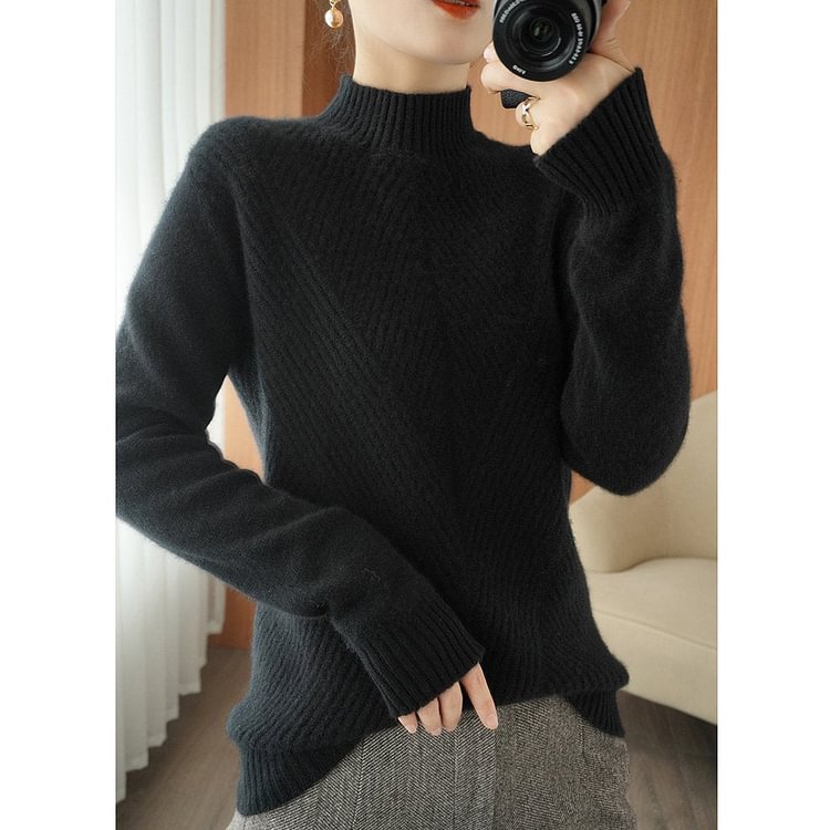 Knitted Casual Solid Sweater