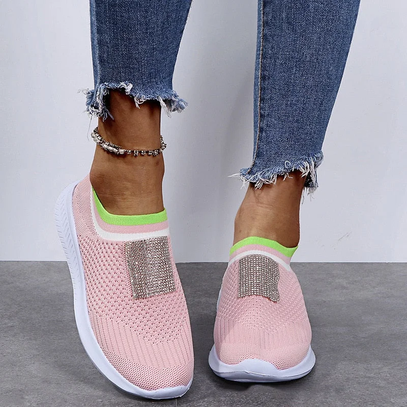 Women Casual Shoes Fashion Breathable Walking Mesh Flat Shoes Sneakers Women 2021 Tenis Feminino Pink Black  Shoes Women