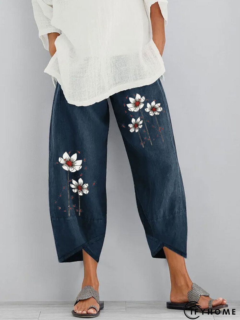 Women Casual Sunflower Linen Bottoms | IFYHOME