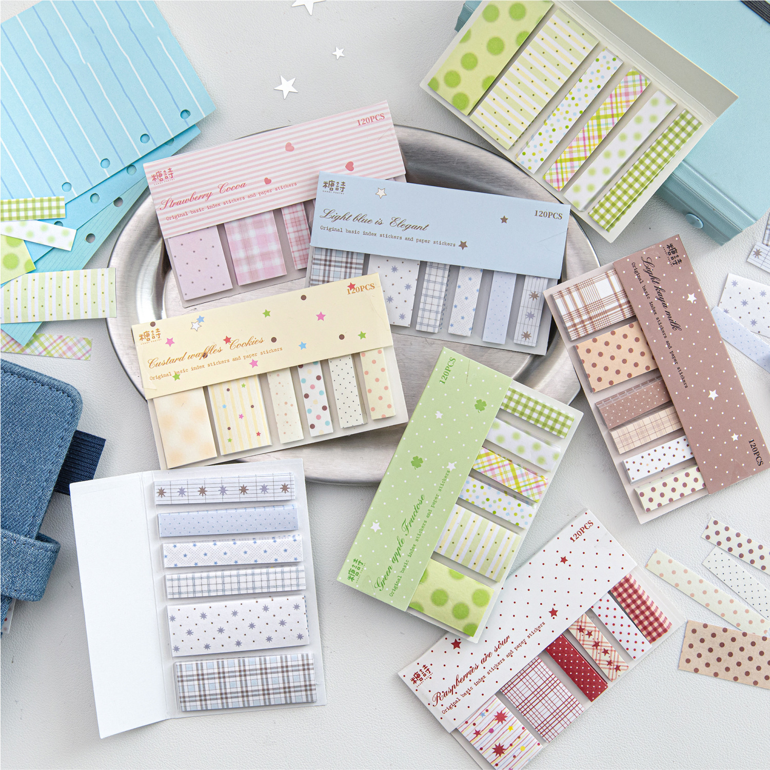 스티커 - 밝은 색 소원 시리즈 귀엽고 다채로운 격자무늬