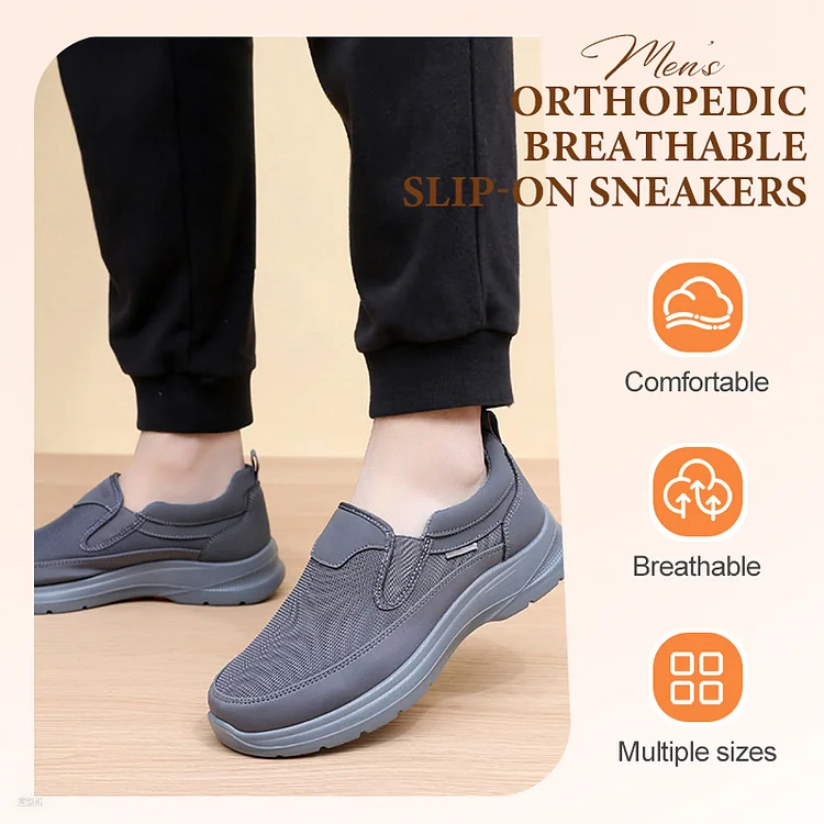 👟 60% RABATT JETZT! ✨ Herren Orthop&auml;dische Atmungsaktive Slipper-Sneakers - Fu&szlig;gew&ouml;lbe Unterst&uuml;tzung mit Memory-Schaum Einlegesohlen f&uuml;r Ganz&auml;gigen Komfort 🏃&zwj;♂️💨
