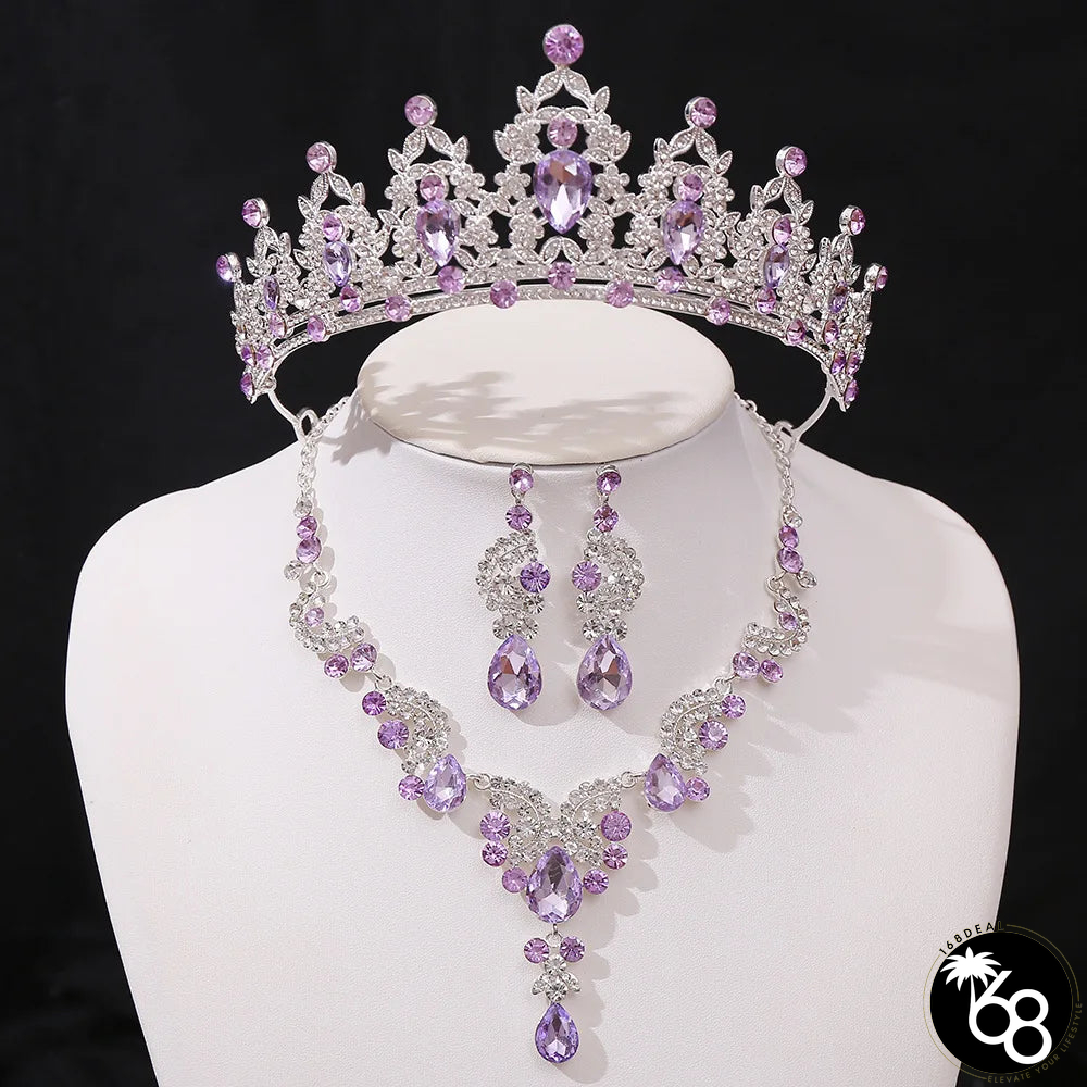 Women's Zinc Alloy Crystal Geometric Bridal Crown Jewelry Sets | 168DEAL