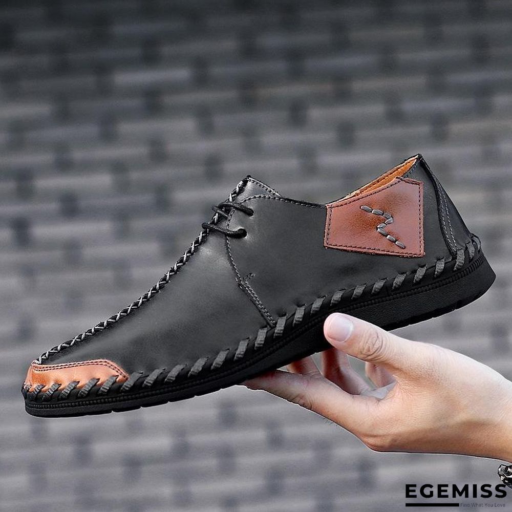 Men Casual Cow Leather Light Comfortable Split Leather Flats Shoes | EGEMISS