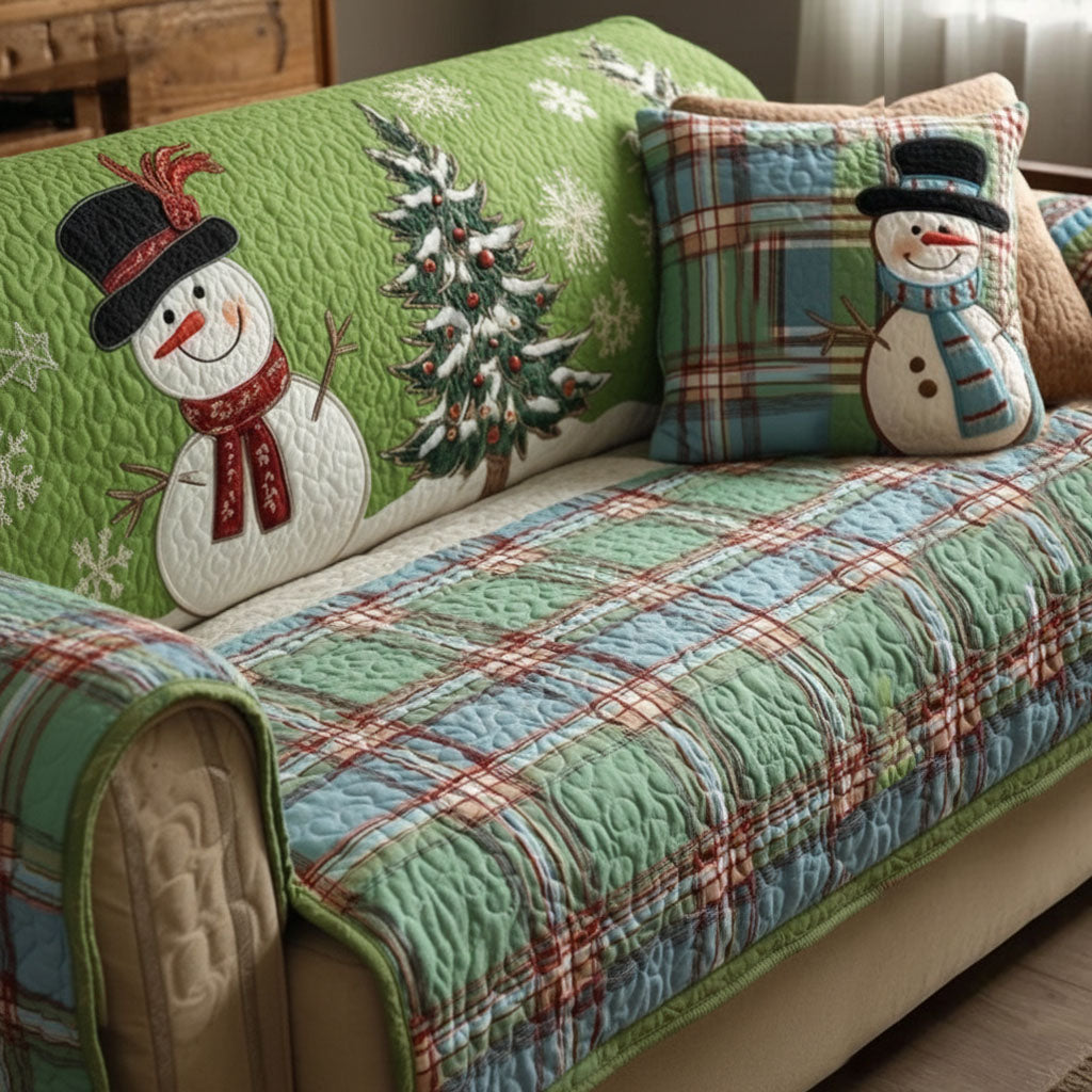 Mint Frost Festive Nights Quilted Sofa Cover NCU0PT10363 everthome