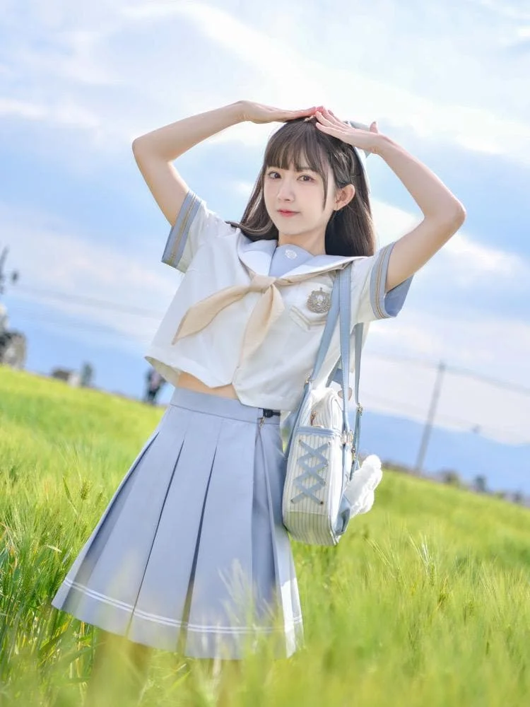 Cute Kawaii Alice in Wonderland Sailor Blouse & Skirt SS1317