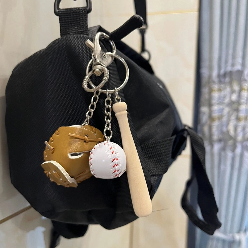 Fashion Baseball Pu Leather Unisex Bag Pendant Keychain