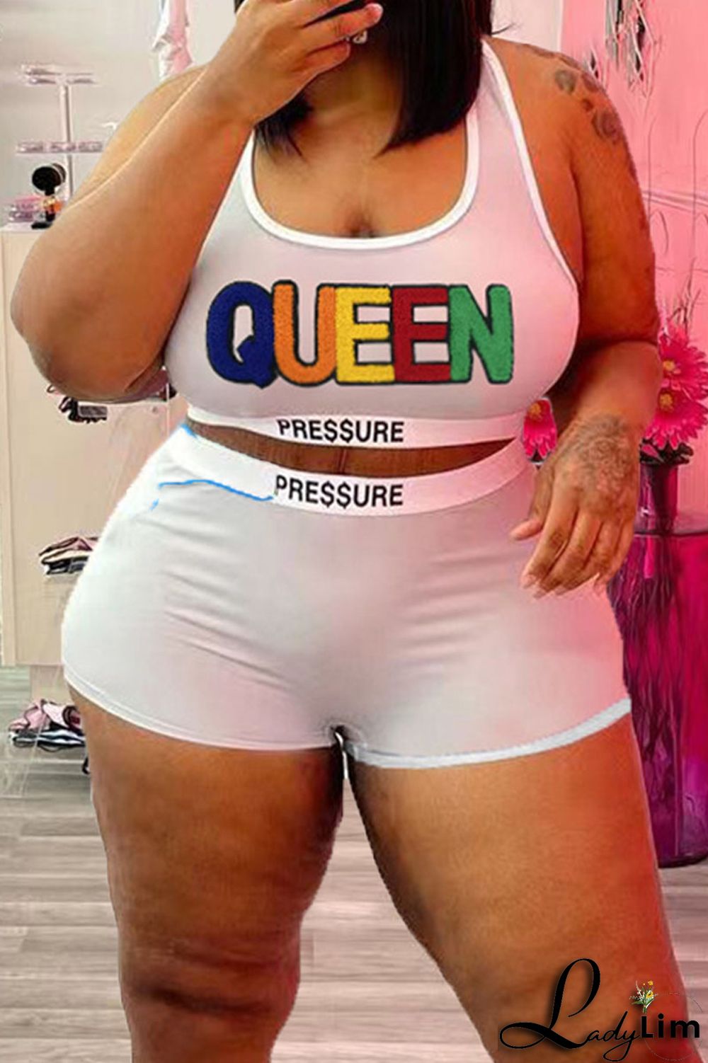 Red Casual Sportswear Solid Embroidered Split Joint U Neck Plus Size Two Pieces