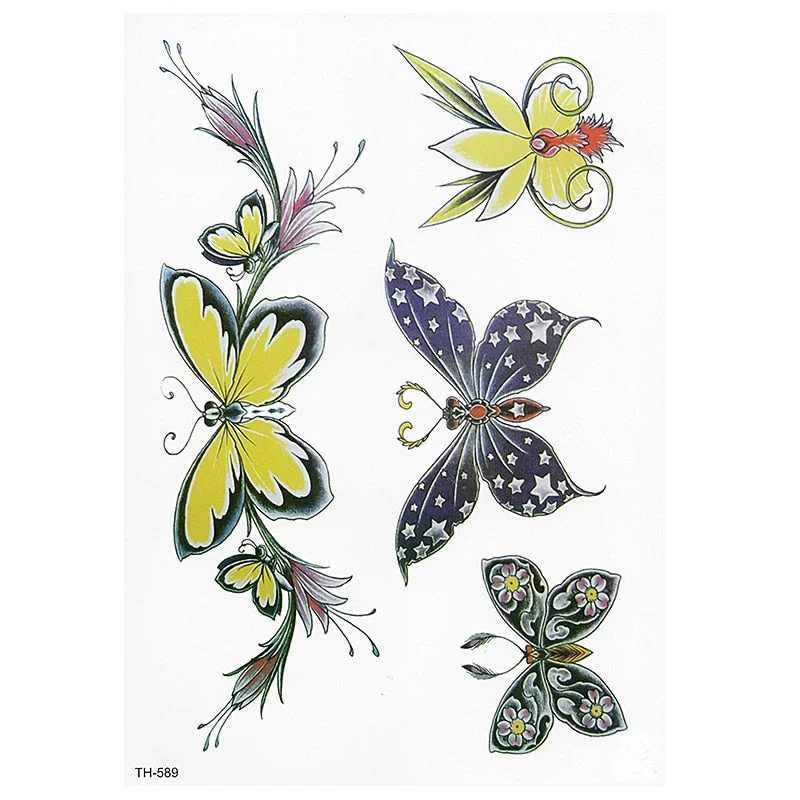 Waterproof Temporary Tattoo Sticker Butterfly Flower Wing Fake Tatto Flash Tatoo Tatouage Temporaire Back Chest For Women Girl
