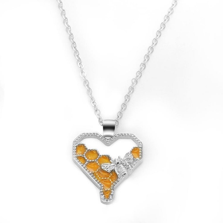 Dripping Honey Heart Bee Necklace