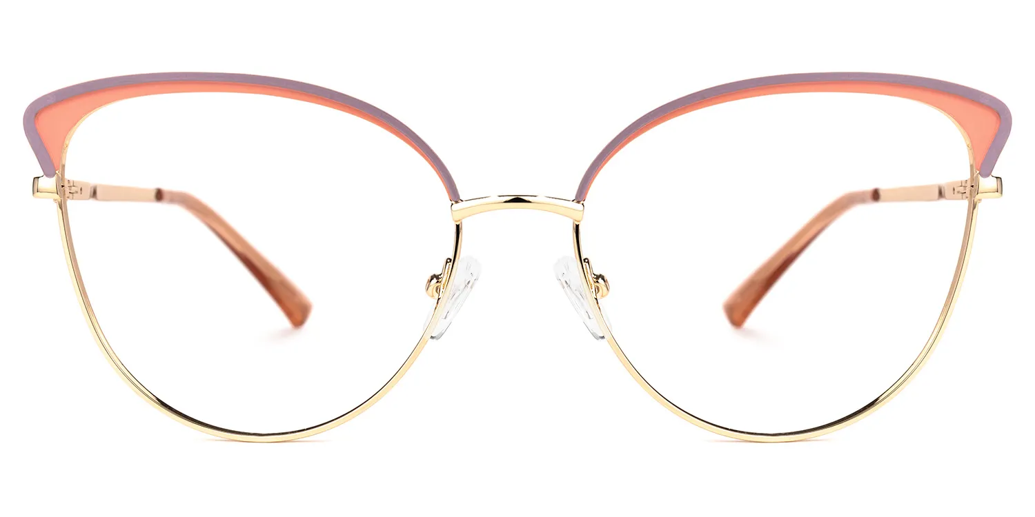 Yanira Gold-Orange Cateye Brille Gold-Orange