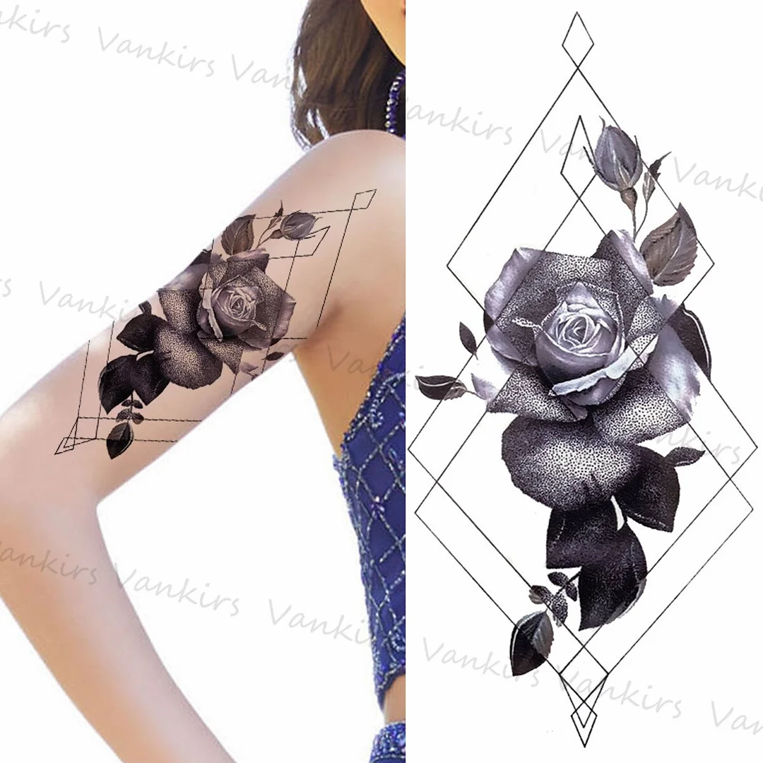 Sdrawing Lion Compass Rose Flower Temporary Tattoos For Women Men Tiger Skull Lion Praying Bear Fake Tattoo Sticker Arm Leg Tatoos