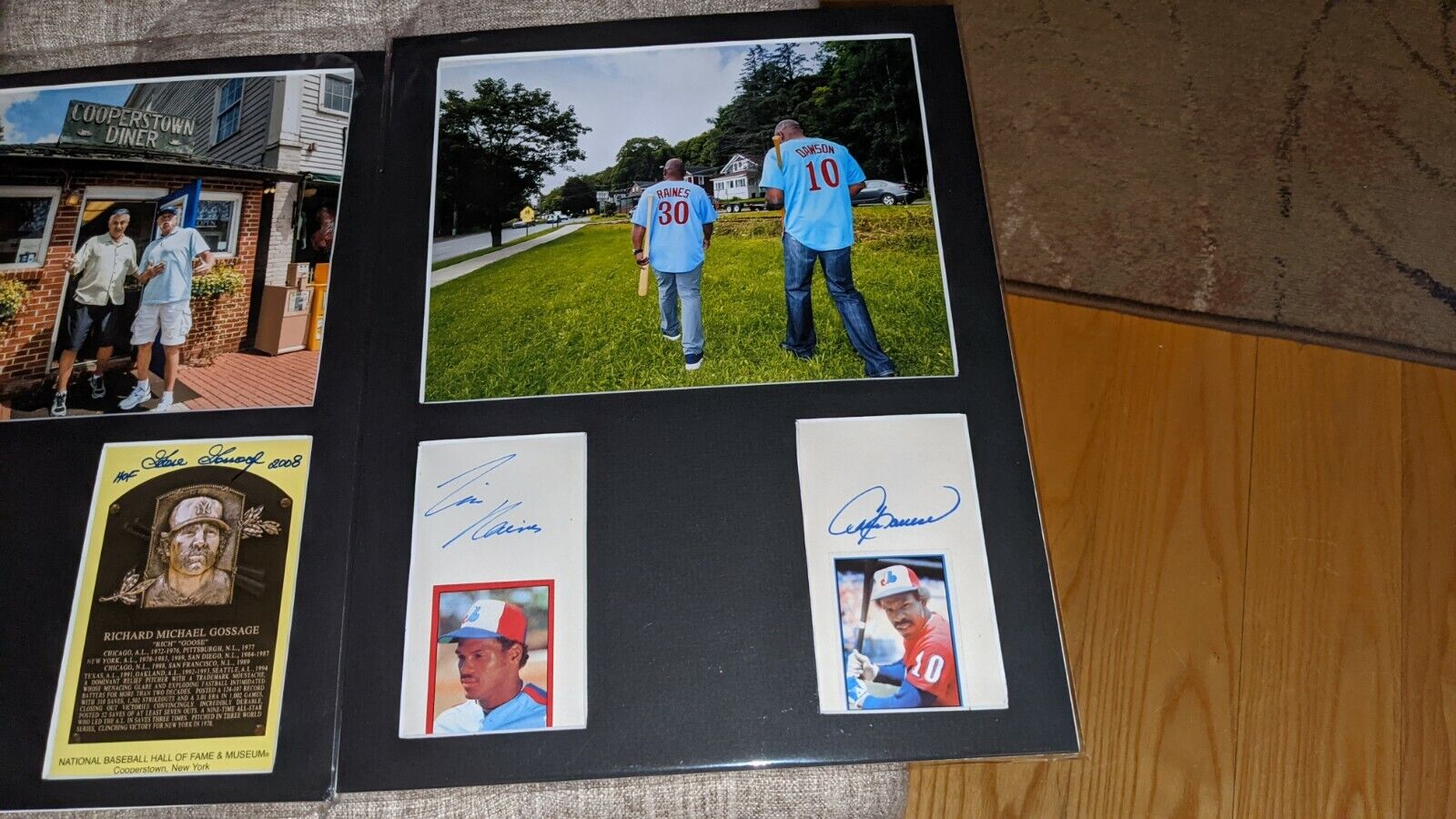 Tim Raines Andre Dawson Expos HOF Signed Cards Matted With Photo Poster painting W/Our COA