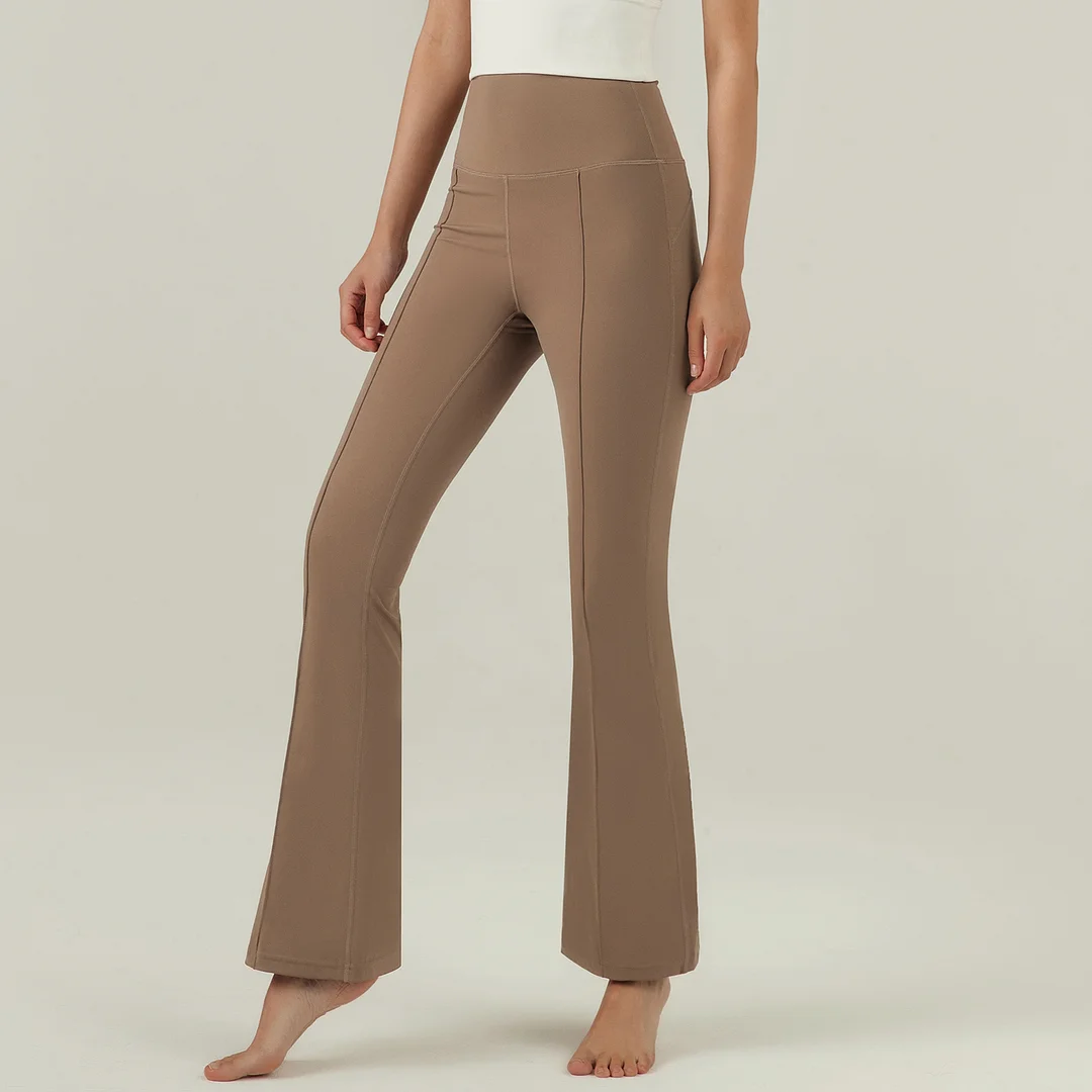 Buy Hergymclothing Cocoa high waist slim fit butt lifting casual petite flared yoga pants outfits at an affordable price