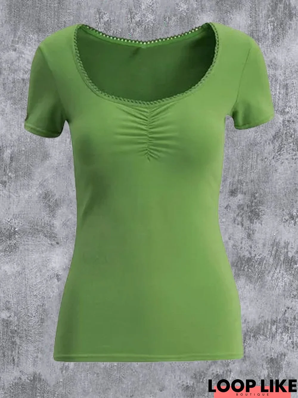 Short Sleeve Casual Scoop Neckline Solid T-shirt