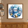 Blue Snowman Full 18CT 2 Strands DIY Stamped Cross Stitch Kits for Beginners Adults Home Wall Decor Cross Stitch Art and Crafts Kits 25x25cm