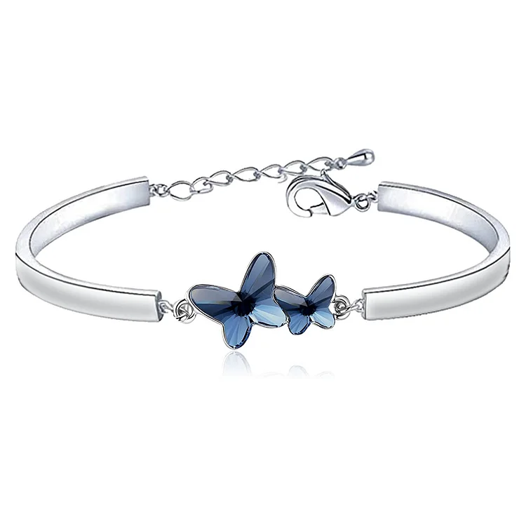 FOR MEMORY - THEY NEVER GO AWAY BLUE BUTTERFLY CRYSTAL BRACELET