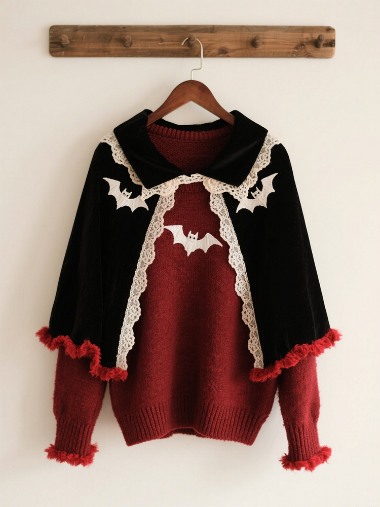 Halloween Contrast Patch Comfort Knitted Sweater