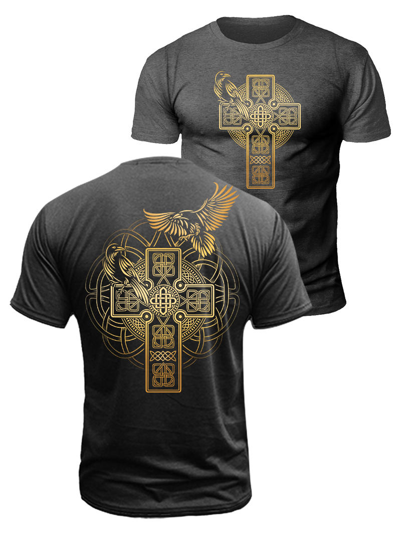 Odin Celtic Raven Viking Thor Ragnar Norse Duplex Printing Cotton T-Shirt