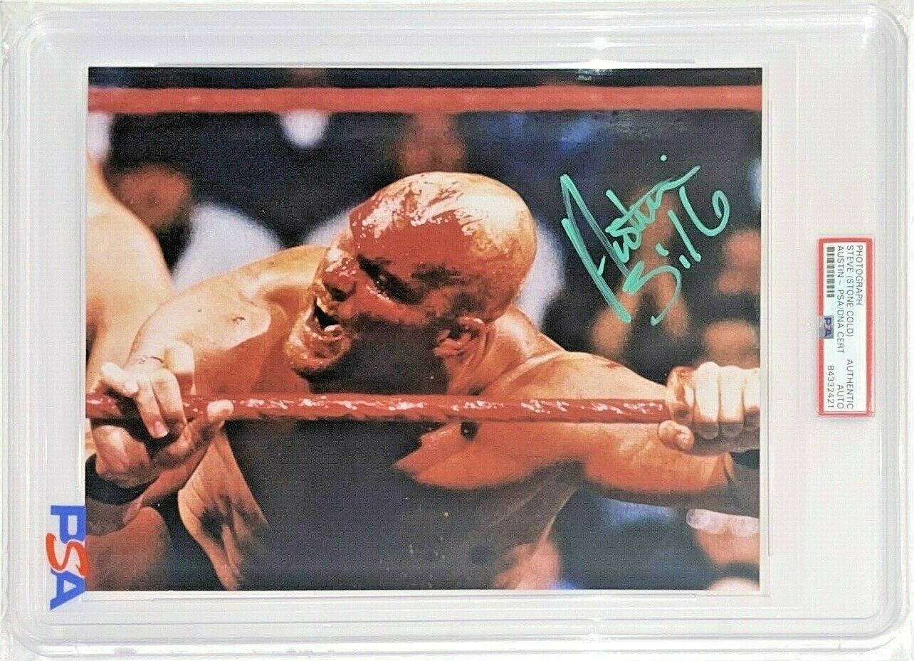 WWE STONE COLD HAND SIGNED AUSTIN 316 8X10 Photo Poster painting ENCAPSULATED BY PSA COA 1 RARE