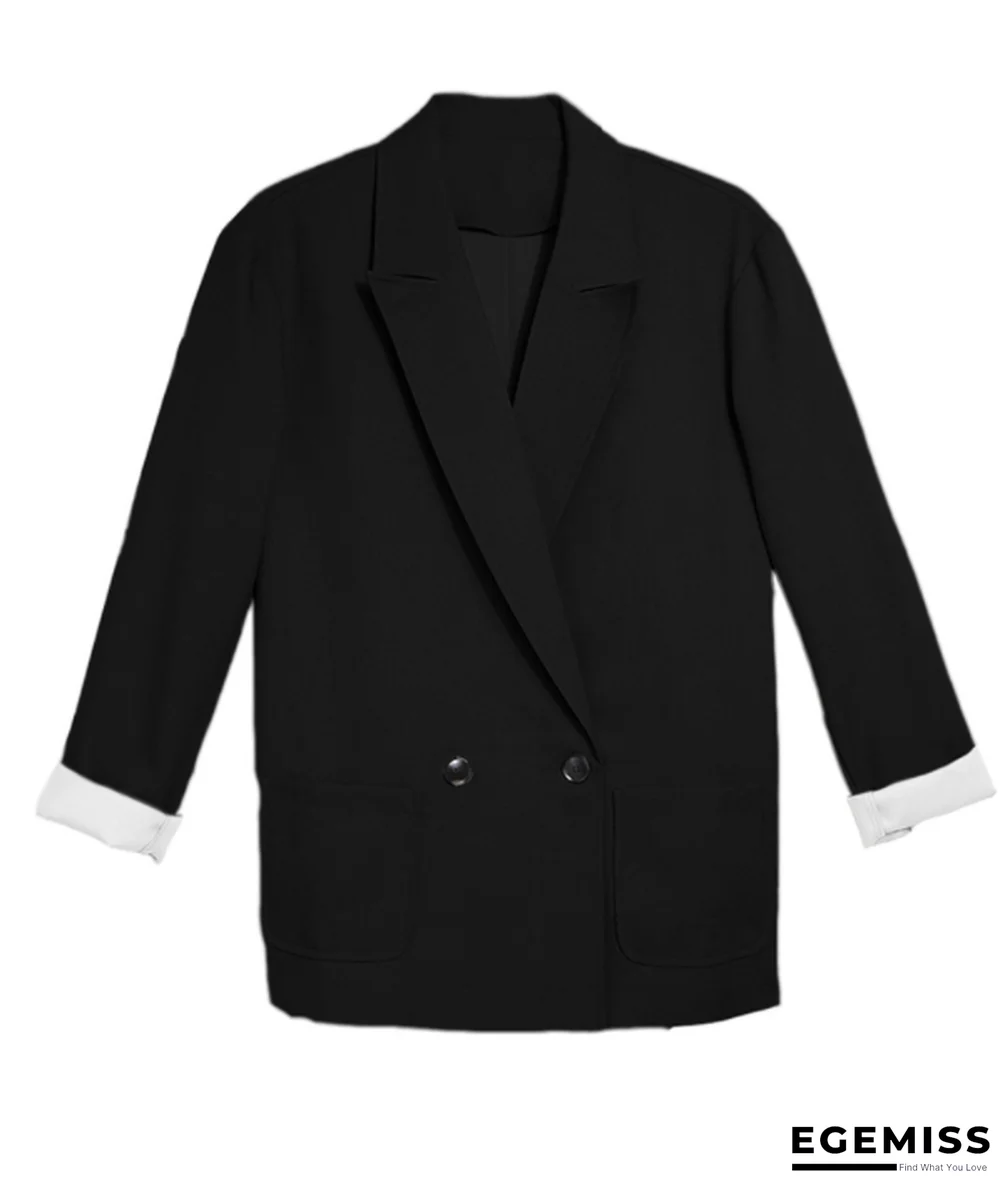 Black Double Pocket Casual All-match Blazer | EGEMISS