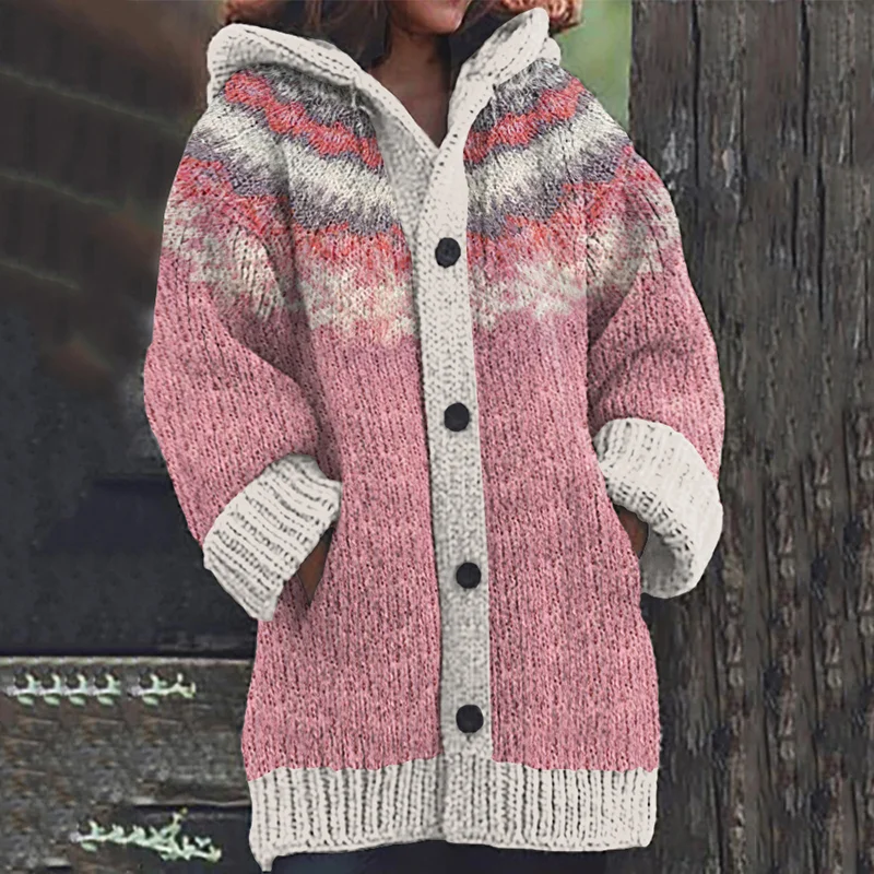 Vintage Fairman Island Snowflake Pattern Contrast Sweater Cardigan
