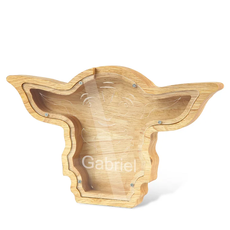 Kettenmachen Außerirdischer Sparschwein - Personalisiertes Name Holz Sparbüchse mit Acryl