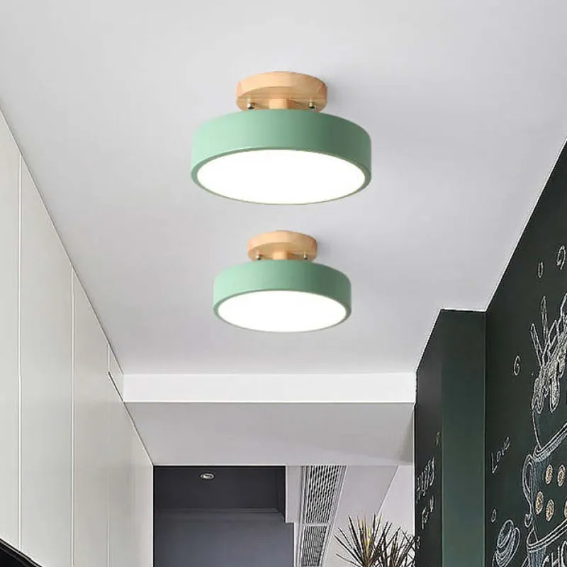 Quinn Round LED Flush Mount Ceiling Light Modern Wood/Acrylic