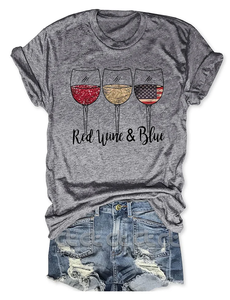 Red Wine & Blue 4th of July T-Shirt socialshop