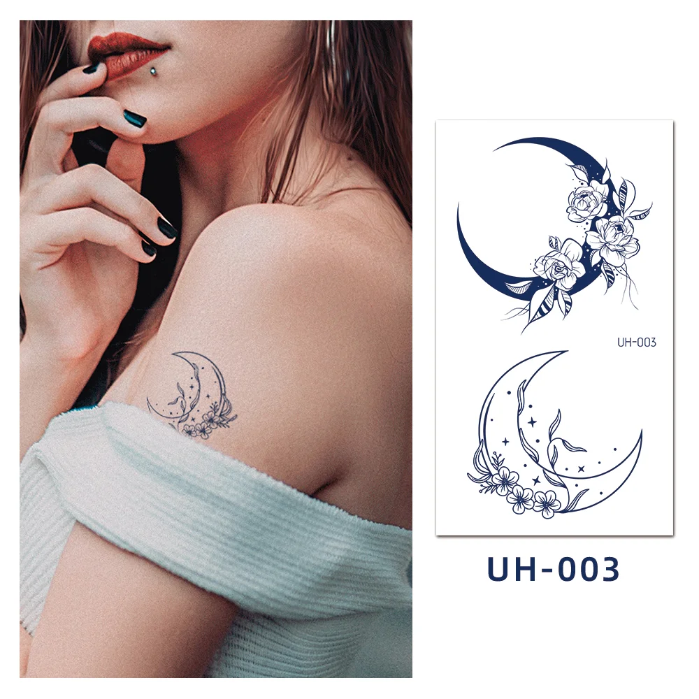 Sdrawing Stickers Semi-permanent Juice Lasting Tattoo Blue Butterfly Fake Waterproof Tattoos Temporary Women Arm Chest Body Art