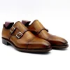 Handmade Men'S Double Monk Strap Dress Shoes