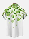 St. Patrick's Day Fresh Falling Lucky Four Leaf Clover Printing Men's Short Sleeve Shirt